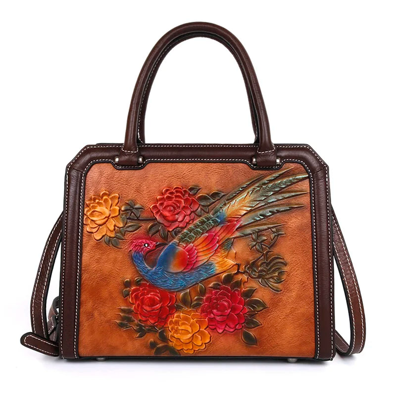 Avian Blossom Leather Purse