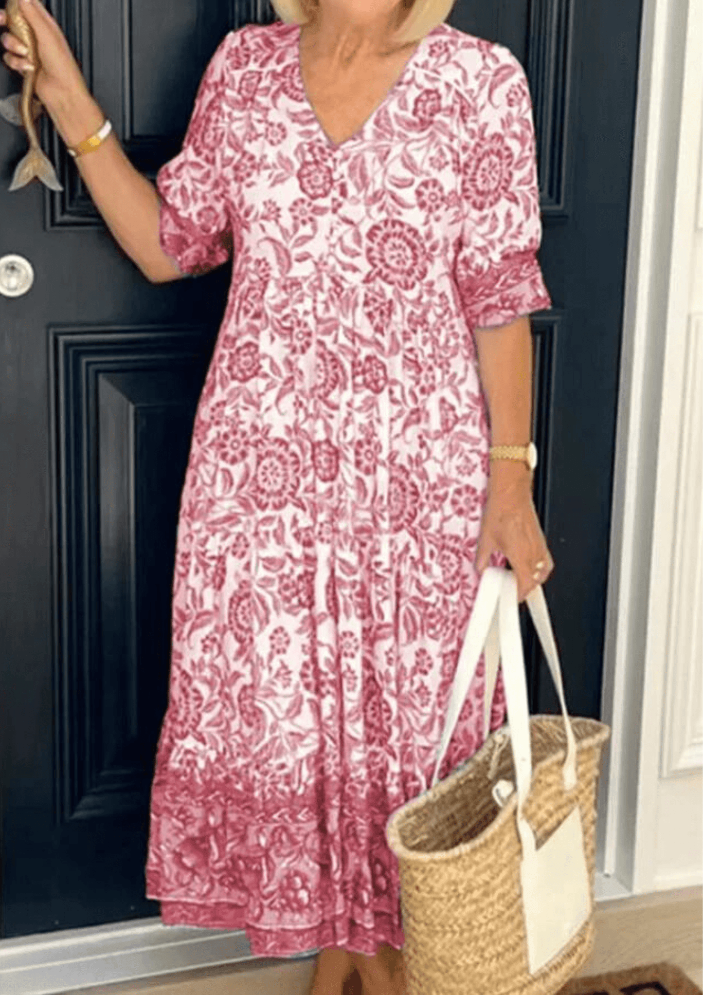 Camilla™ Cotton Floral V-neck Dress